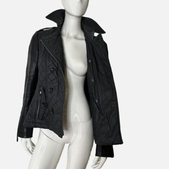 Authentic BURBERRY BRIT Quilted Lamb Leather Sleeve Jacket Quilted Fits a Large - Picture 4 of 16